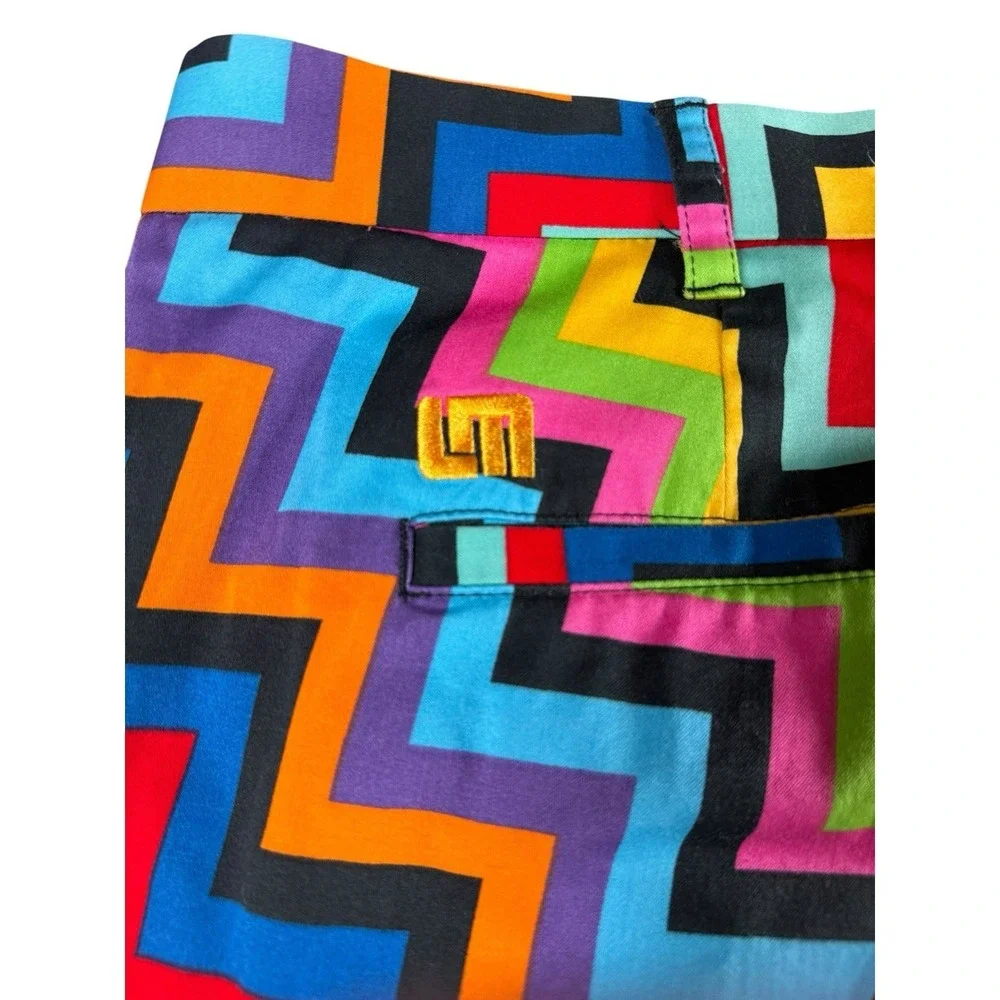 LOUDMOUTH‎ Golf Shorts Mens 43 Multicolor Zigzag Loud Pattern Flat Front